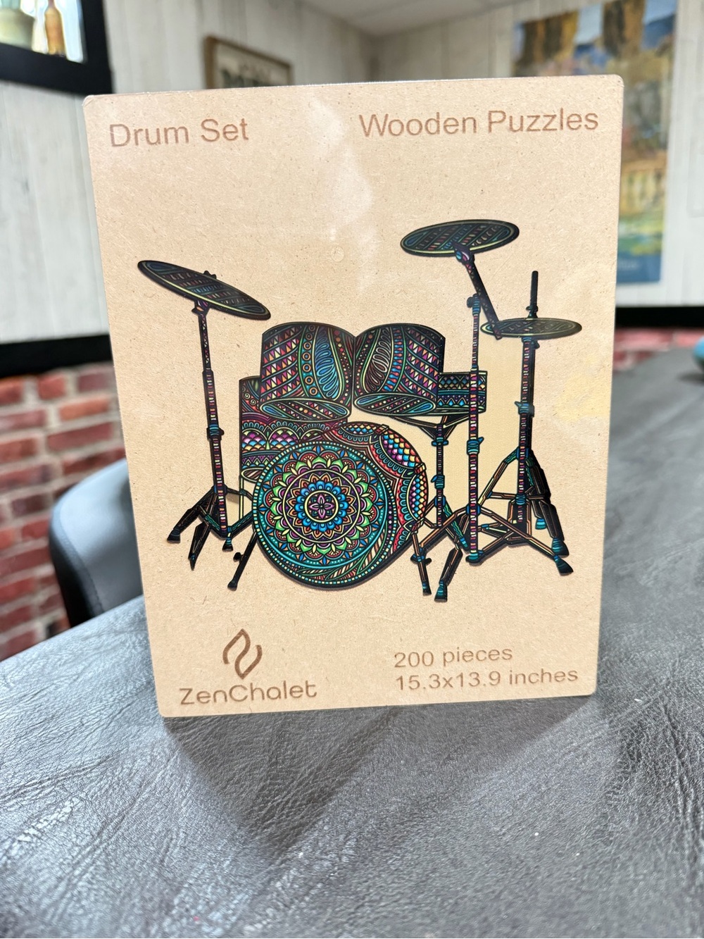 ZenChalet Wooden Drum Set Puzzle - Multicolor Mandala Design
